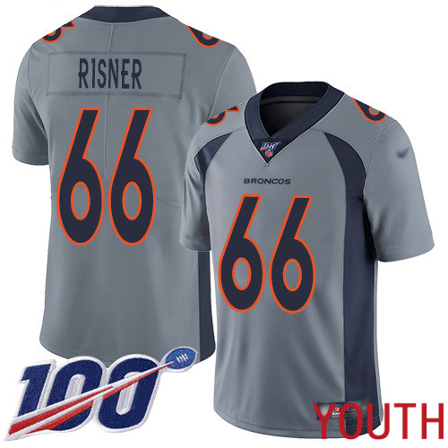 Youth Denver Broncos #66 Dalton Risner Limited Silver Inverted Legend 100th Season Football NFL Jersey->youth nfl jersey->Youth Jersey